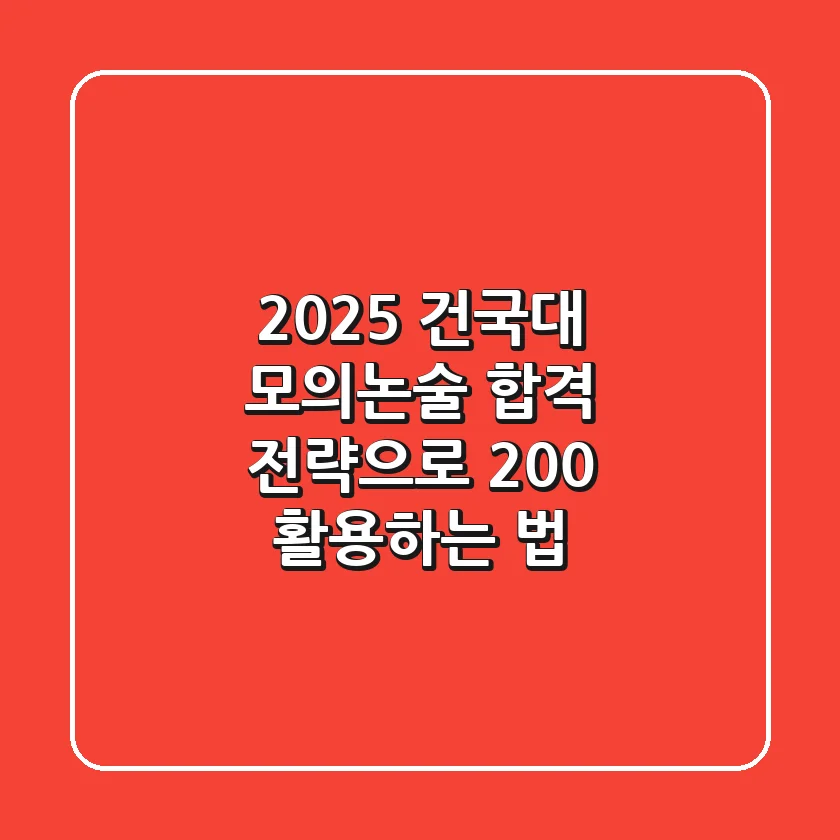 2025 건국대 모의논술, 합격 전략으로 200% 활용하는 법