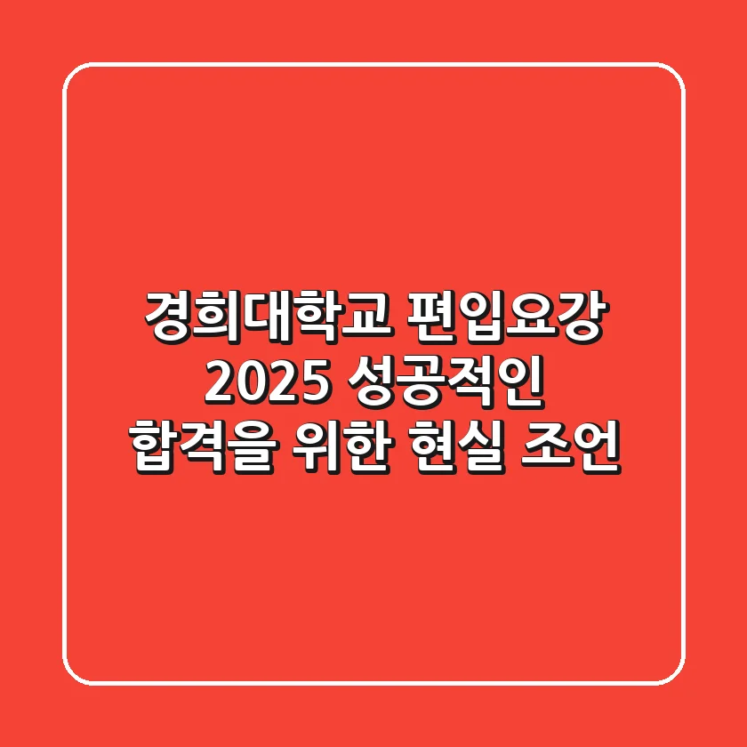 경희대학교 편입요강 2025, 성공적인 합격을 위한 현실 조언