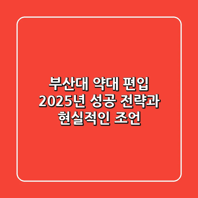부산대 약대 편입, 2025년 성공 전략과 현실적인 조언