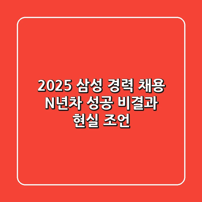 2025 삼성 경력 채용, N년차 성공 비결과 현실 조언