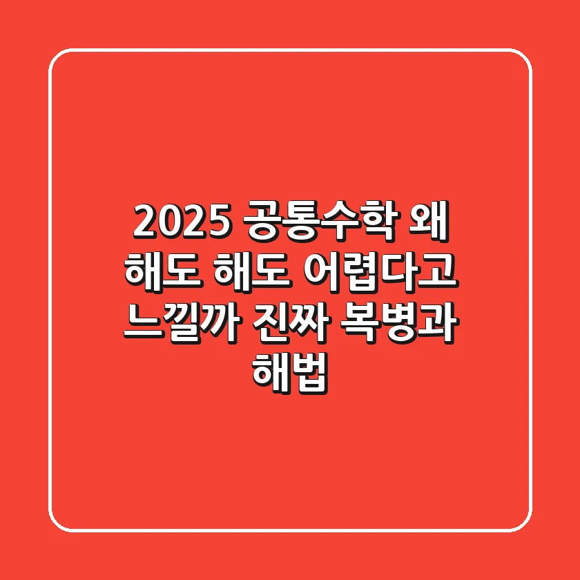 2025 공통수학, 왜 해도 해도 어렵다고 느낄까? 진짜 복병과 해법