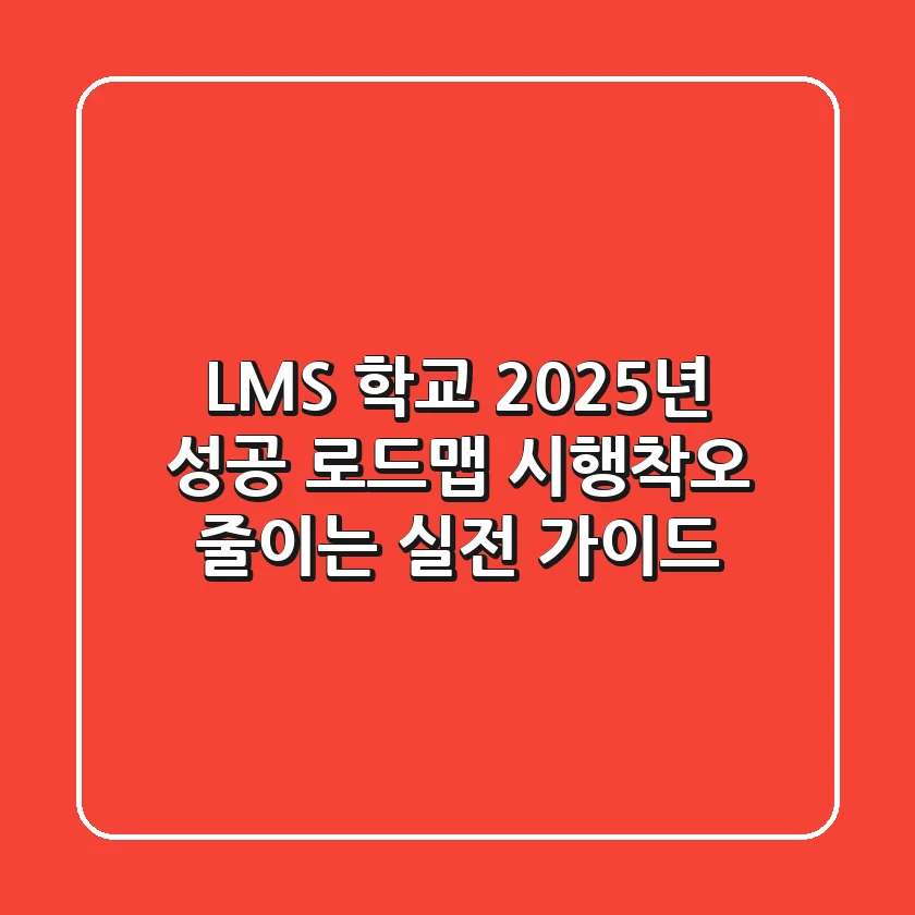 LMS 학교, 2025년 성공 로드맵: 시행착오 줄이는 실전 가이드