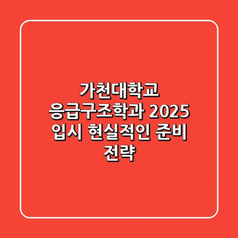 가천대학교 응급구조학과: 2025 입시, 현실적인 준비 전략