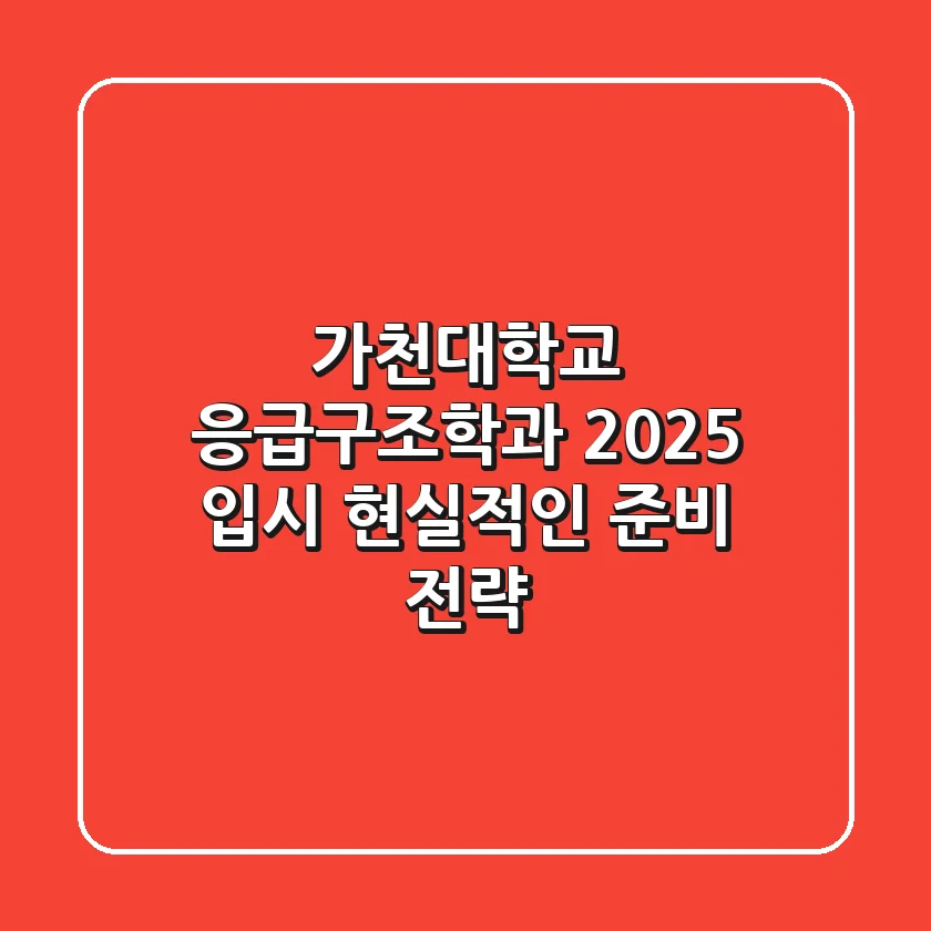가천대학교 응급구조학과: 2025 입시, 현실적인 준비 전략