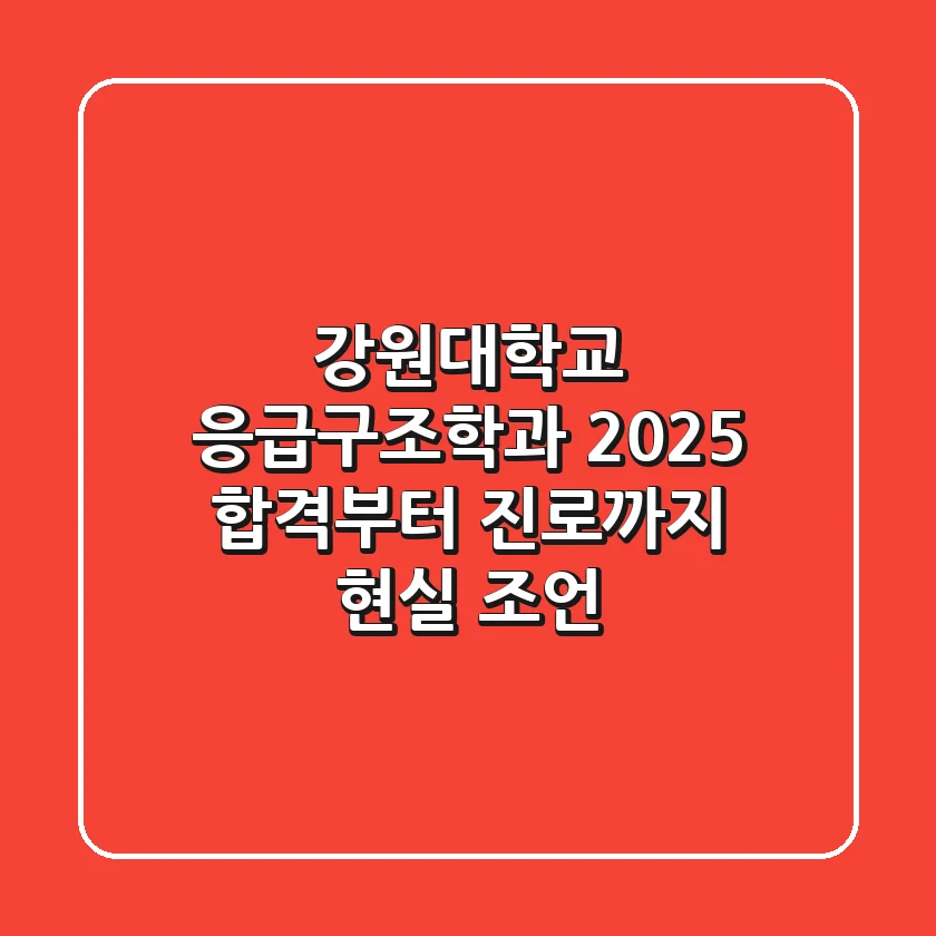 강원대학교 응급구조학과: 2025 합격부터 진로까지 현실 조언