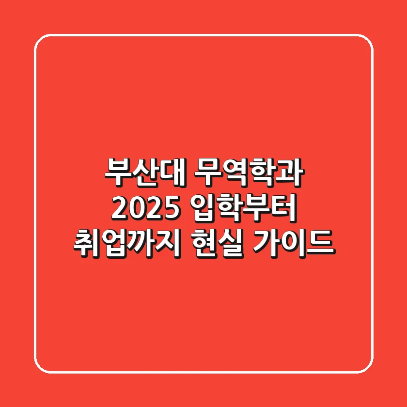 부산대 무역학과, 2025 입학부터 취업까지 현실 가이드