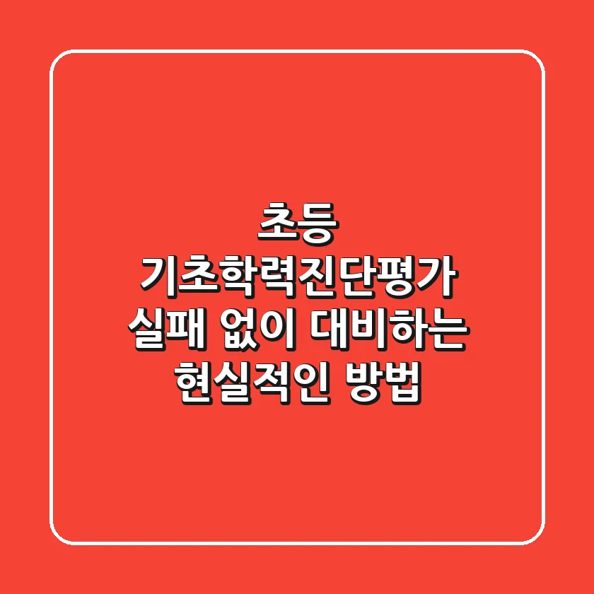 초등 기초학력진단평가: 실패 없이 대비하는 현실적인 방법