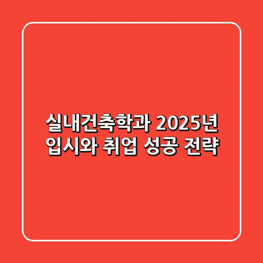 실내건축학과, 2025년 입시와 취업 성공 전략