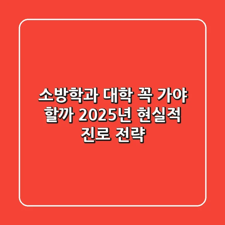 소방학과 대학, 꼭 가야 할까? 2025년 현실적 진로 전략