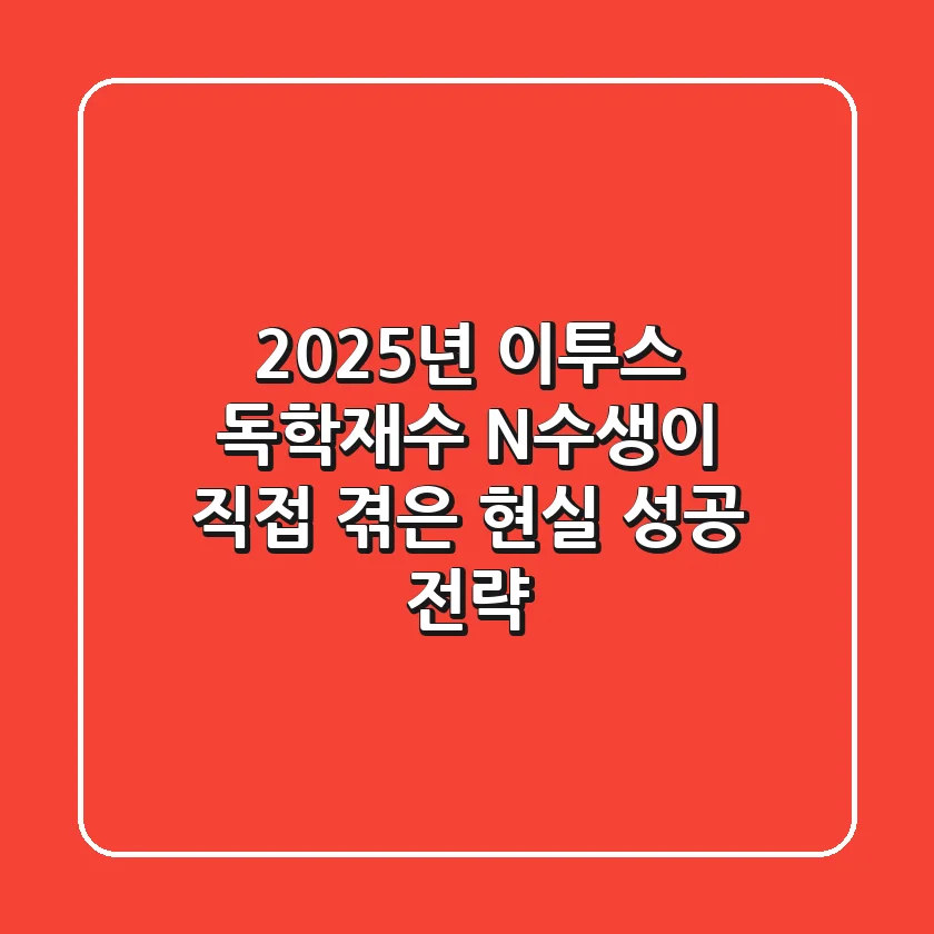 2025년 이투스 독학재수, N수생이 직접 겪은 현실 성공 전략