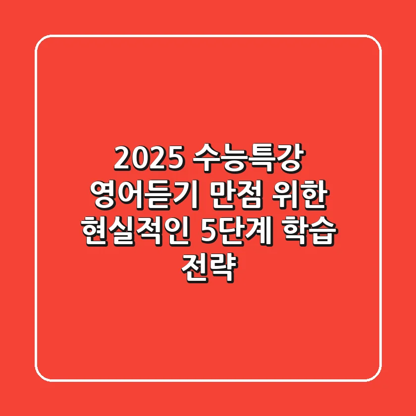 2025 수능특강 영어듣기, 만점 위한 현실적인 5단계 학습 전략