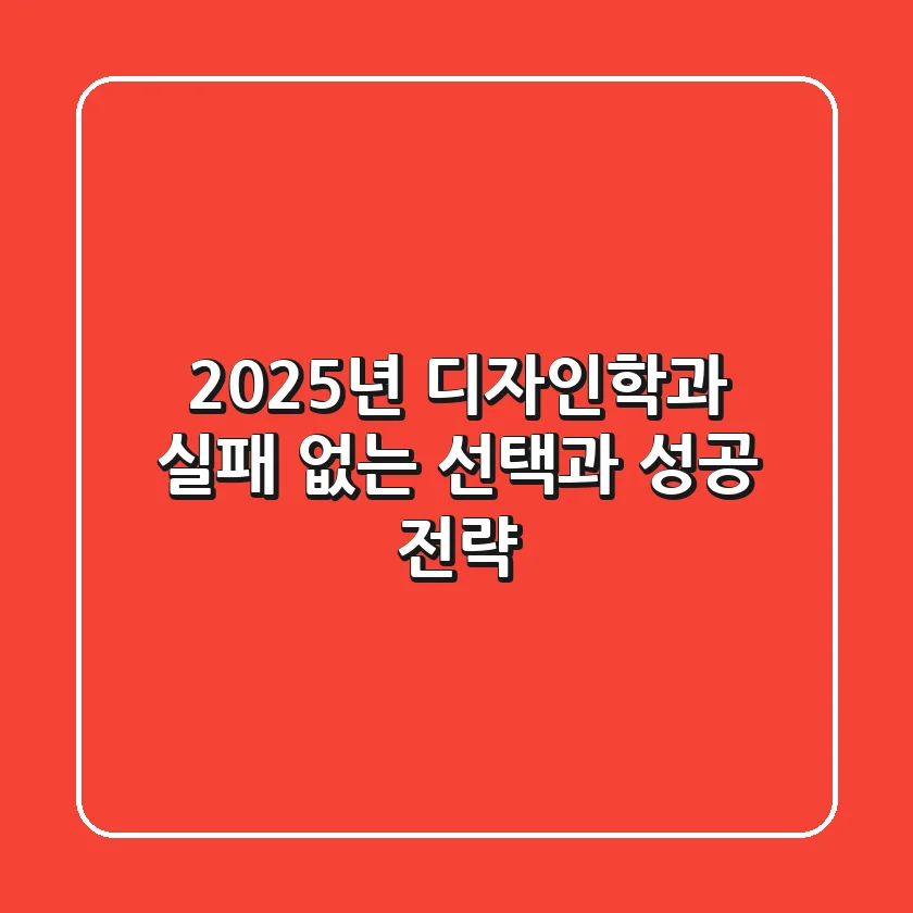 2025년 디자인학과, 실패 없는 선택과 성공 전략