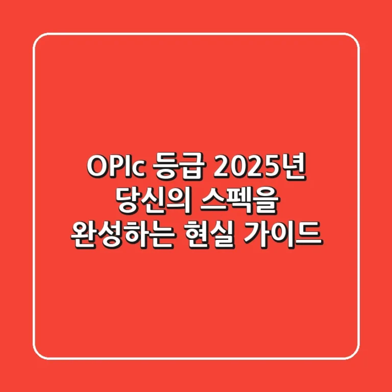 OPIc 등급, 2025년 당신의 스펙을 완성하는 현실 가이드