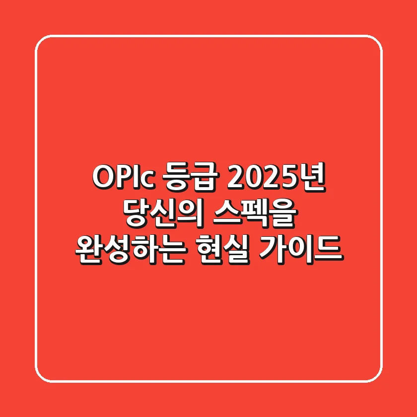 OPIc 등급, 2025년 당신의 스펙을 완성하는 현실 가이드