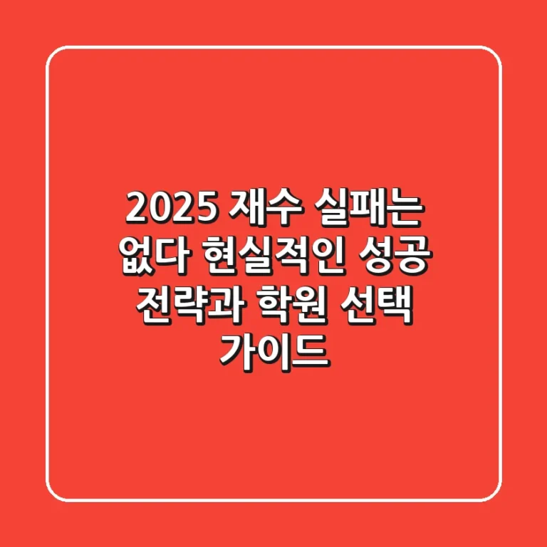 2025 재수, 실패는 없다! 현실적인 성공 전략과 학원 선택 가이드