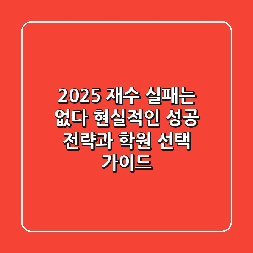 2025 재수, 실패는 없다! 현실적인 성공 전략과 학원 선택 가이드