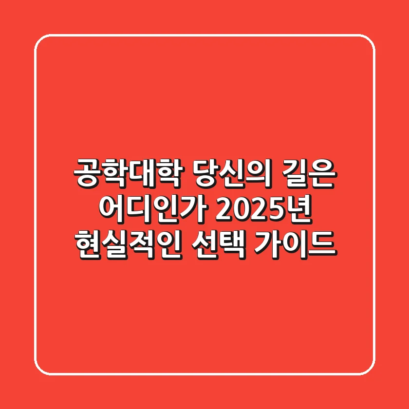 공학대학, 당신의 길은 어디인가? 2025년 현실적인 선택 가이드