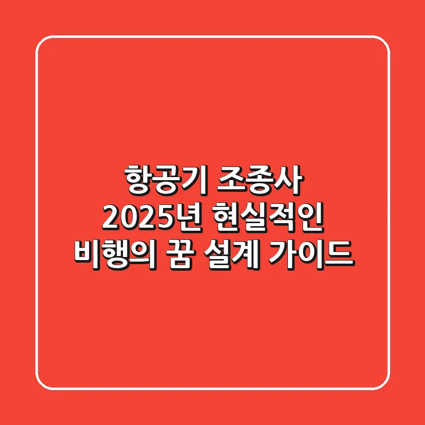 항공기 조종사, 2025년 현실적인 비행의 꿈 설계 가이드