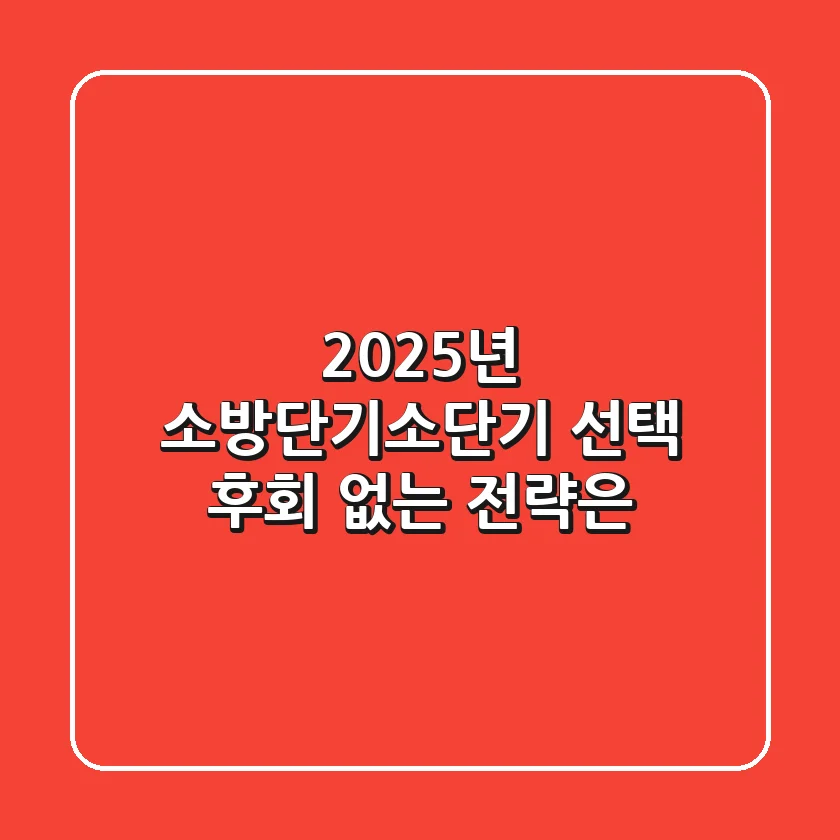 2025년 소방단기(소단기) 선택, 후회 없는 전략은?