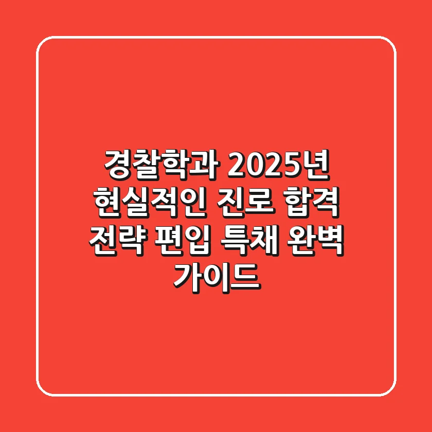 경찰학과, 2025년 현실적인 진로 & 합격 전략 (편입, 특채 완벽 가이드)