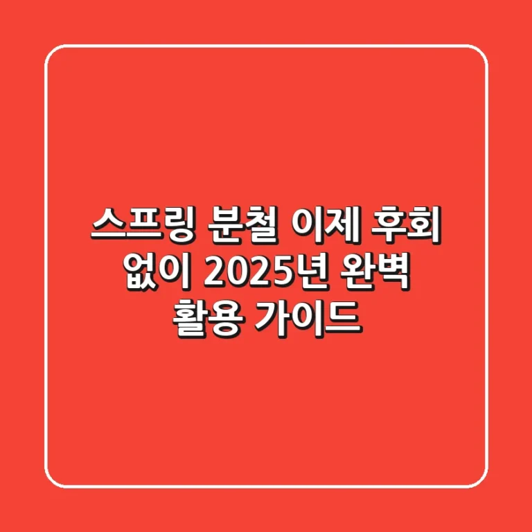 스프링 분철, 이제 후회 없이! 2025년 완벽 활용 가이드