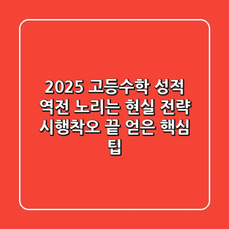 2025 고등수학, 성적 역전 노리는 현실 전략: 시행착오 끝 얻은 핵심 팁