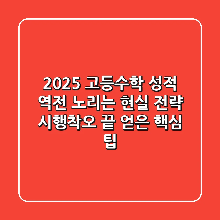 2025 고등수학, 성적 역전 노리는 현실 전략: 시행착오 끝 얻은 핵심 팁