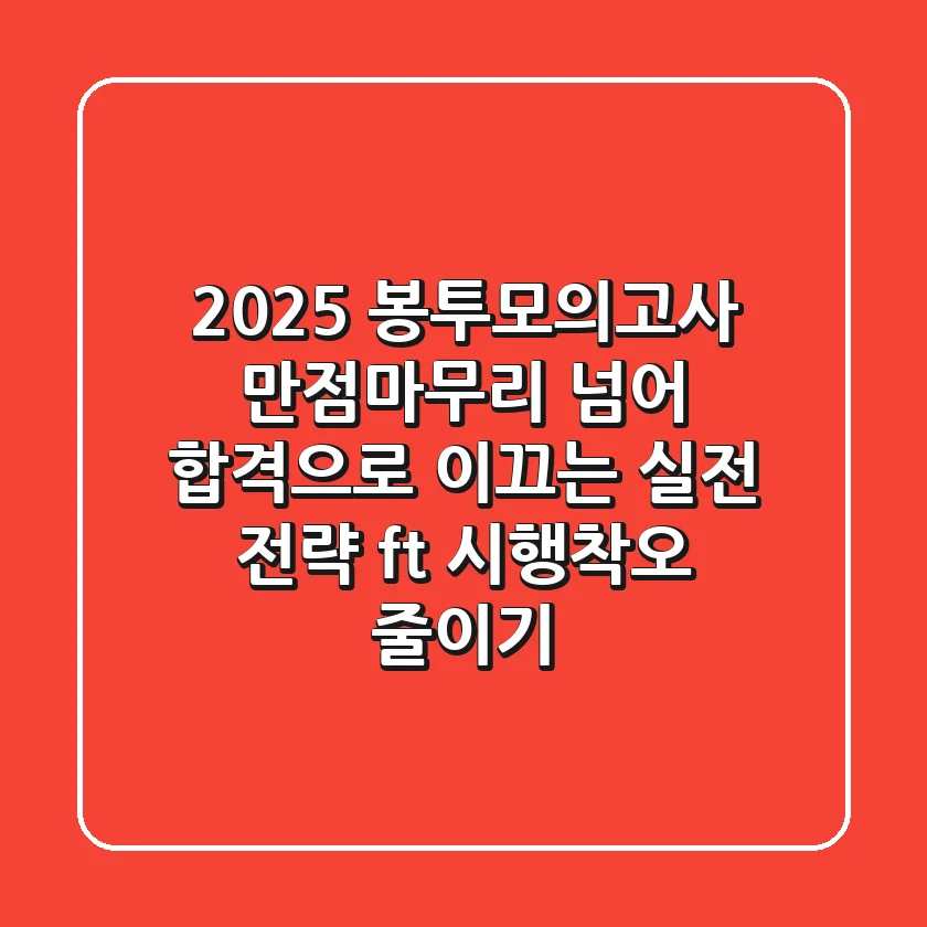 2025 봉투모의고사, 만점마무리 넘어 합격으로 이끄는 실전 전략 (ft. 시행착오 줄이기)