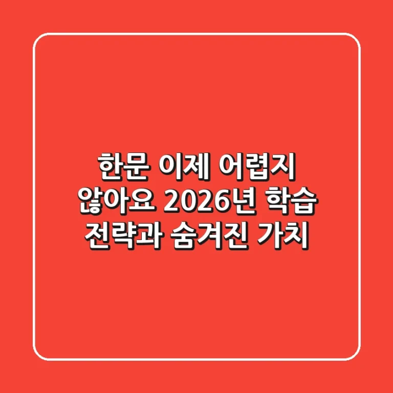 한문, 이제 어렵지 않아요! 2026년 학습 전략과 숨겨진 가치