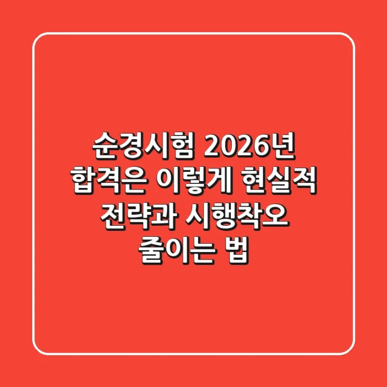 순경시험, 2026년 합격은 이렇게! 현실적 전략과 시행착오 줄이는 법