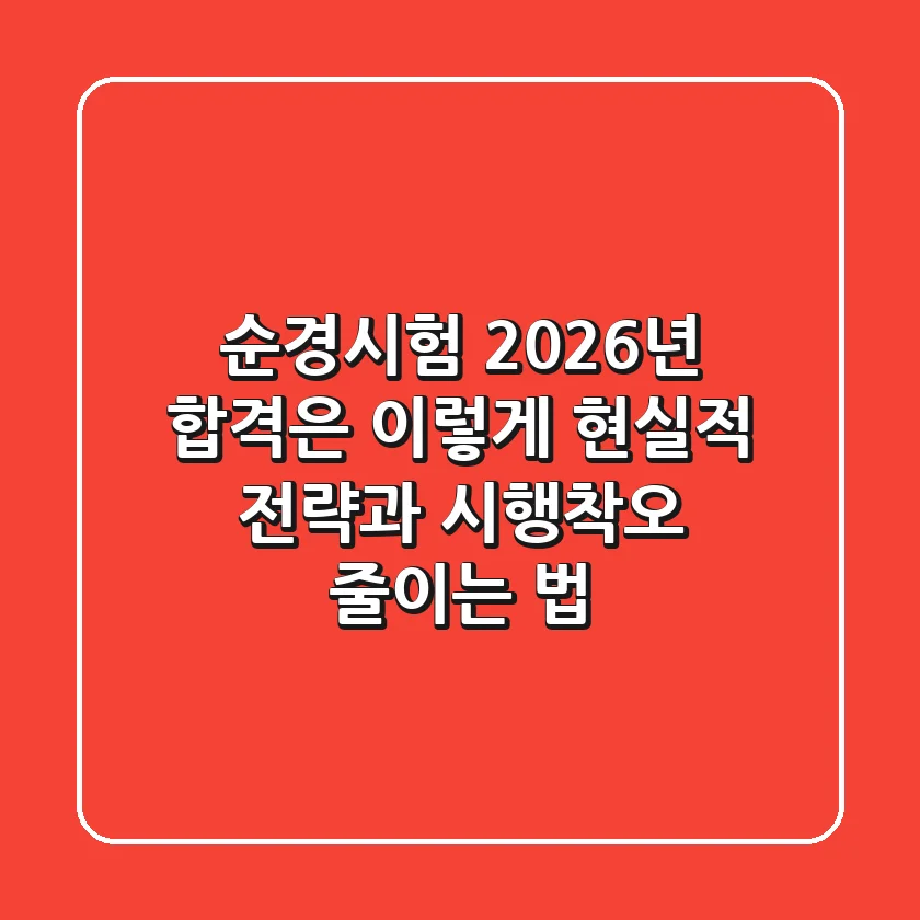 순경시험, 2026년 합격은 이렇게! 현실적 전략과 시행착오 줄이는 법